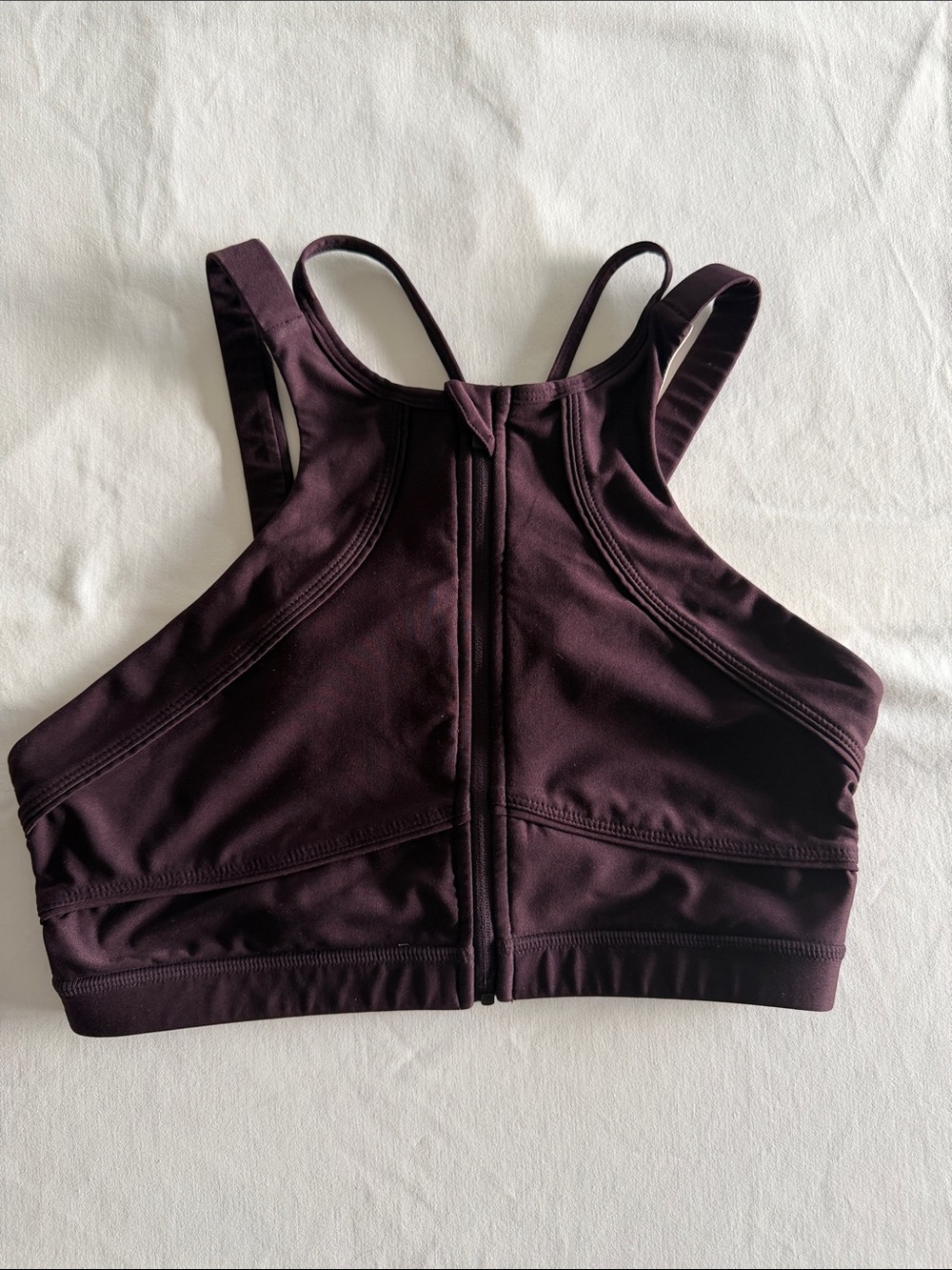 Women's High Neck Front-Zip Sports Bra - Deep Plum